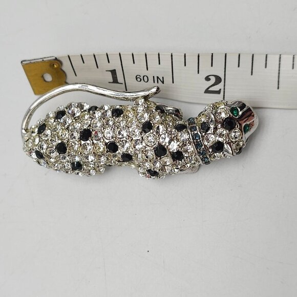 Kenneth Jay Lane Avon Panther Pin With Clear Black Green Rhinestones in Box - Picture 7 of 7